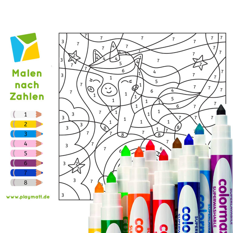 Ausmal-Spielmatte “Malen nach Zahlen” inkl. Stifte - playmatt
