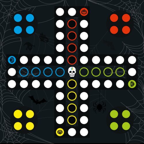 Spielmatte Rausschmeißer Ludo Gesellschaftsspiel „Halloween Edition“